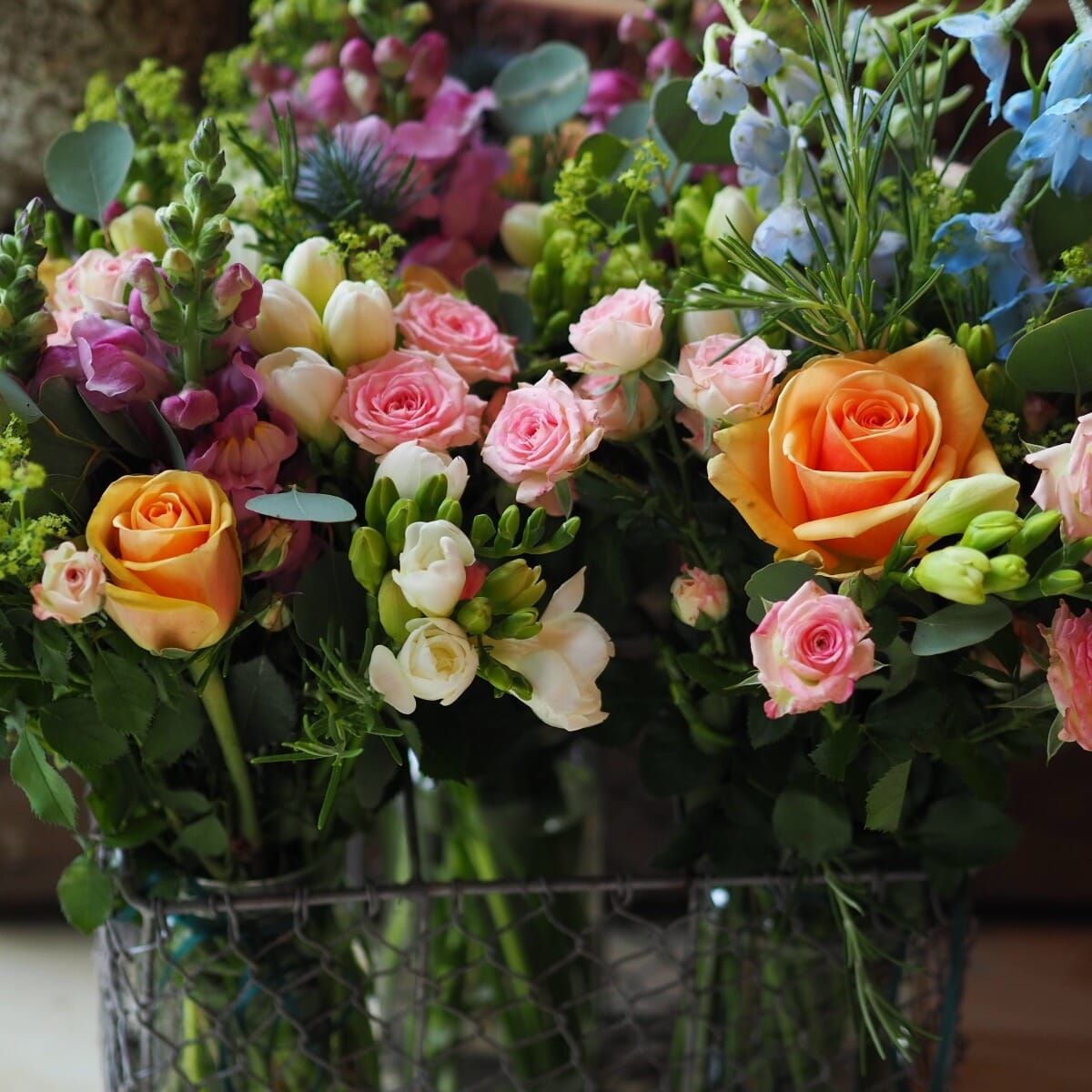 Jam Jar Of Flowers Hedge Rose